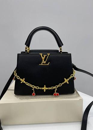 Шкіряна сумка з верхньою ручкою через плече capucines l