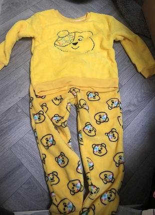 Нова тепла піжама george мишка махрова 5-6 років новая пижама жовта