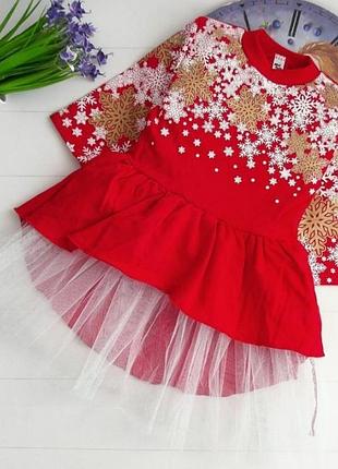 Плаття для дівчинки з новорічним принтом