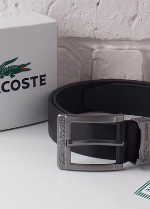 Ремінь lacoste шкіряний чоловічий чорний