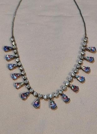 Колье с ирисовым стеклом, винтаж,