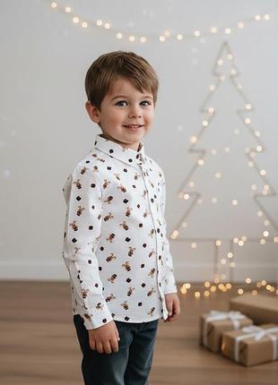 Гарна різдвляна коттонова сорочка на хлопчика, pepco  18-24 міс.