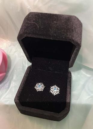 Новогодние серебряные серьги, серебро, снежинки серьги