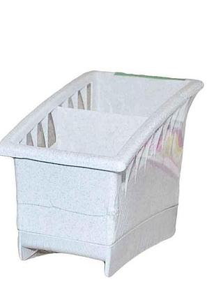 Сушилка пластиковая для столовых приборов 195 12 белый мрамор тм lamela