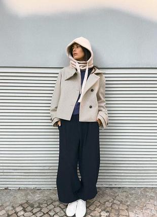 Коротке пальто zara куртка пальто з коміром мінімалістичне пальто з горловиною вкорочене пальто класичне пальто жакет бежеве пальто з високим коміром