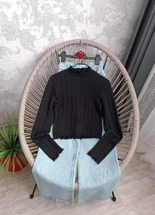 Джемпер женский лонгслив черный фактурный clockhouse.