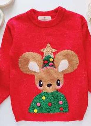 Червоний новорічний светр h&m/ дитята кофта / новий рік 🌲