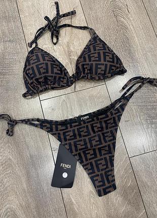 Жіночий купальник fendi в шоколадному кольорі