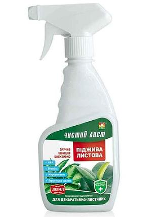 Удобрение-спрей подживая листовая для декор.-лист., 300мл. тм чистий лист