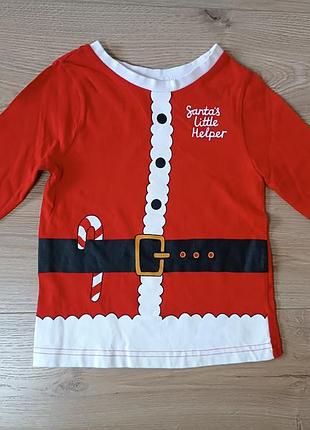 Новогодняя кофточка santa's littleизнанка/ кофта помощника санты от george