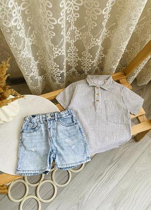 Набір, муслінова сорочка та джинсові шорти на 2-3 роки