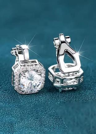 Надзвичайно гарні святкові сріблясті блискучі мініатюрні кліпси сережки без проколу вуха