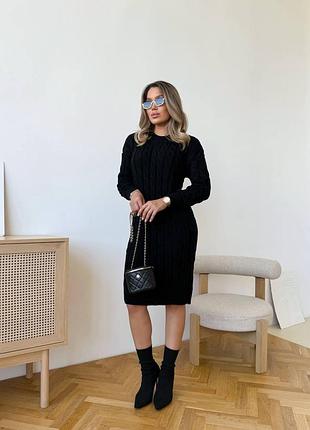 Супер стильная и комфортная вязаная миди-платье код 830