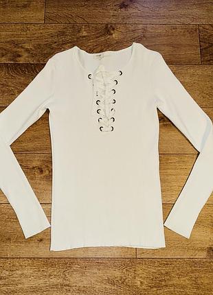 Maje женская белая оригинальная кофточка ,лонгслив с завязками !