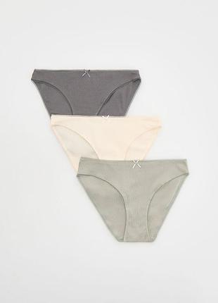 Бавовняні труси трусики бікіні комплект набор набір упаковка 3 шт нові висока посадка на пишні форми