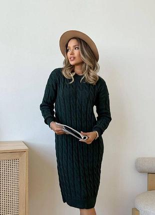 Супер стильная и комфортная вязаная миди-платье код 830