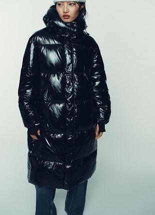 Довгий анорак з ефектом блиску