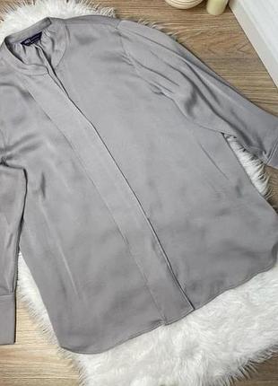 Сіра атласна блуза жіночі святкова блузка ідеальний стан розмір 14 16