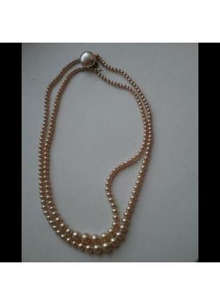 Бусики вінтаж, пудров штучні  перли в 2нити. є нюанс.