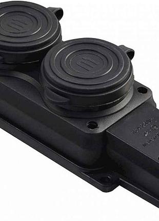 Колодка каучуковая 2рpe с защитными крышками двухместная 16а ip44 тм аско