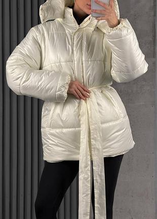 Жіноча молочна куртка ☺️ жіноча куртка з капюшоном ♥️
