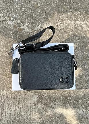 Сумка coach charter crossbody bag 19 in pebble leather total black чорна