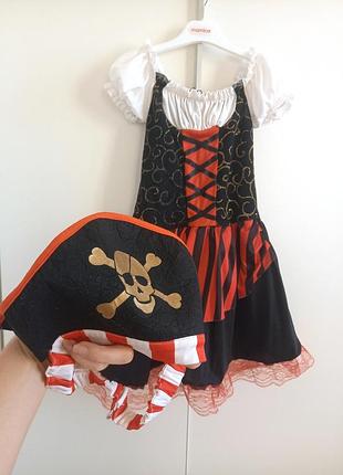 Карнавальна сукня костюм плаття платье новорічне чи хелловін хеллоуін хеллоуин геловін піратки піратка розбійниці бандитки для дівчинки 8-9-10 років