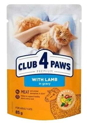 Пауч для котов премиум / с ягненком в соусе для взрослых котов 85г тм к4л