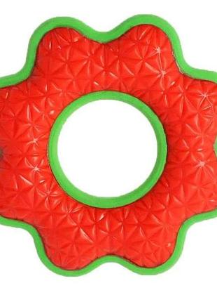 Іграшка для собак гумова квітка-кільце з пискавкою 16,5*2,5см tpr 158г арт.ad035027 (prc) тм prc