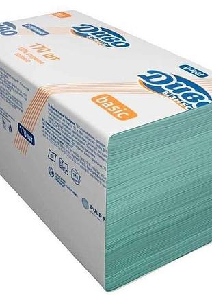 Рушники паперові v-складення 1-шар зелені бізнес basic 170шт тм диво