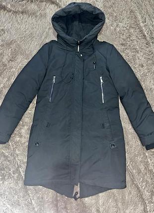 Куртка жіноча зимова подовжена з капюшоном dream style l чорна