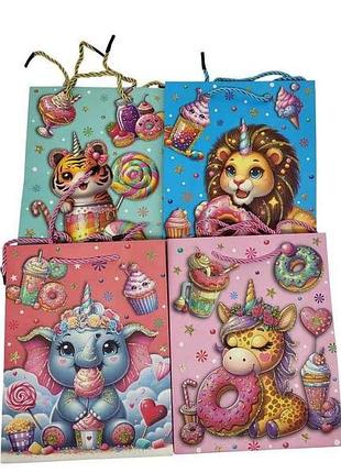 Пакет подарочный m 32*26*10см детский y919-m тм prc