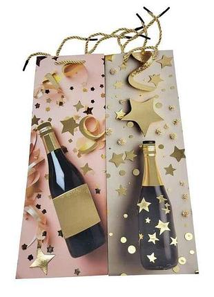 Пакет подарочный под бутылку 35*12*9см бумажный y6064 тм prc