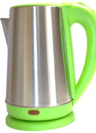 Электрочайник 1500вт 2л серебро с салатовой крышкой (9418) тм bobbytec