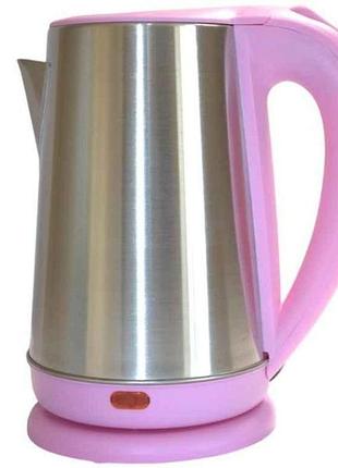Электрочайник 1500вт 2л серебро с розовой крышкой (9418) тм bobbytec