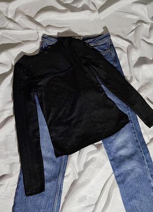 Черная блузка по фигуре с прошвой shein s