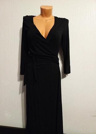 Черное женское платье/ платье inwear на запах, трикотажное. размер s-m.