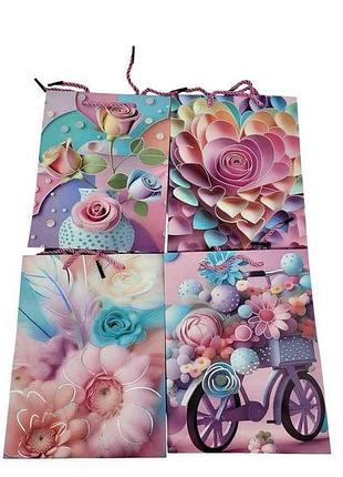 Пакет подарочный цветы s 23*18*10см y2616-s тм prc