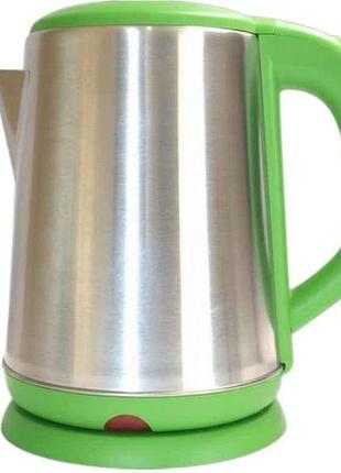 Электрочайник 1500вт 2л серебро с салатовой крышкой (9318) тм bobbytec