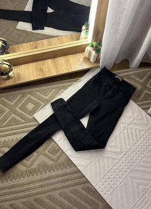 Чорні джинси висока посадка , жінові чорні джинси, підліткові чорні джинси