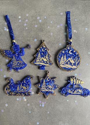 Набір ялинкових прикрас з епоксидної смоли