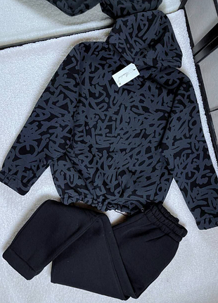 Теплий  костюм трьохнитка пеньє на флісі (туреччина) 1562ва/rin1551-1562iве