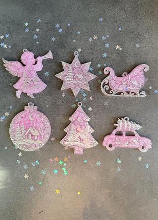 Набір ялинкових прикрас з епоксидної смоли
