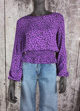 Яскрава блуза фіолет лео принт xs 34