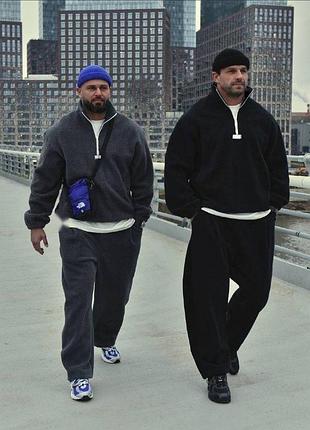 Мужской костюм двойка в двух цветах худи + штаны ткань барашек