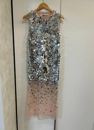 Сукня zara в паєтках міді