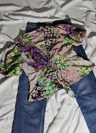 Шикарна блузка короткий рукав на зав'язках