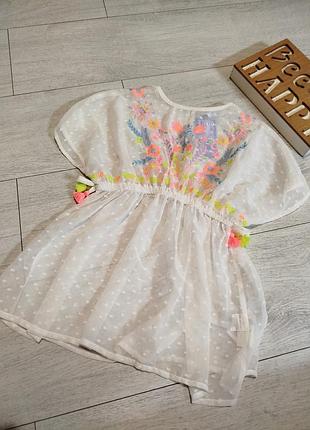 Пляжная туника с вышивкой, парео, накидка.