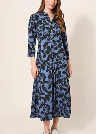 Медное платье халат на пуговицах хлопок/моддал принт кармана