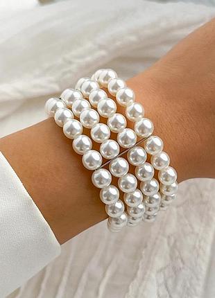 Багатошаровий браслет з перлинками